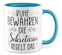 Tasse secrétaire avec inscription en allemand « Geschenk Ruhe bewahren die Secrétaire regelt das » - Tasse à café 330 ml en céramique - Pour travail de bureau, travail