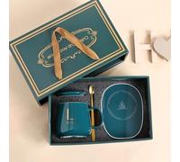 Tasse Set cadeau Vert Tasse à café avec cuillère Cadeau Tasse à thé Set avec soucoupe Style bureau Bureau Moderne Idée cadeau