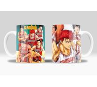 Tasse Slam Dunk Merch - Cadeau pour les fans de la série Slam Dunk Anime - Tasse anime avec les protagonistes : Hanamichi Sakuragi, Kaede Rukawa, Takenori Akagi. Céramique 350 ml (Slam Dunk Basket)