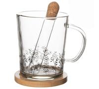 Tasse Tasse à café en verre avec passoire à thé Dessous de verre en bambou 400 ml
