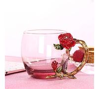Tasse Tasse À Café Tasse À Eau Tasse En Cristal Émail Rose Rouge Tasse En Verre De Haute Qualité Tasse À Fleurs En Verre À Thé Avec Poignée Cadeau Parfait Pour Le Mariage Amoureux, 01
