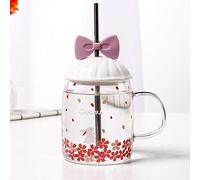 Tasse Tasse À Café Tasse À Eau Tasse En Verre De Paille D'Arc De 530Ml, Tasse Créative Avec Des Tasses De Jus De Couvercle Tasse De Boisson Résistante À La Chaleur Pour Les Personnes, 01