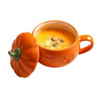Tasse - Tasses Halloween en céramique en forme de avec couvercle | Tasse à café d'automne avec décorations d'automne, tasse à café d'Halloween pour cappuccino, lait, céréales