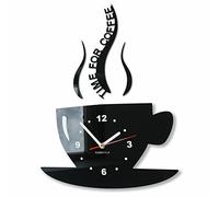 Tasse Temps pour café Moderne de Cuisine - Horloge Murale 3 D - Noir