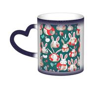 Tasse thermique à changement de couleur avec imprimé lapins de lapins, noir à blanc pour café, thé, maison, bureau