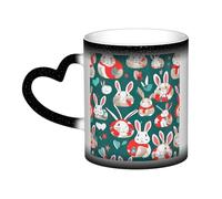 Tasse thermique à changement de couleur avec imprimé lapins de lapins, noir à blanc pour café, thé, maison, bureau
