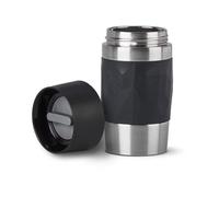 Tefal Mug isotherme noir 0,3 L, Isolation double paroi, Maintien boissons chaudes 3h, Fraîches 6h, Acier inoxydable, Revêtement silicone, Travel Mug Compact N2160110