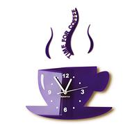 FLEXISTYLE Tasse Time for Coffee Horloge Murale Moderne pour Cuisine Violet 3 D