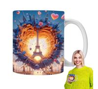 Tasse tour 3D - Tasse à boisson en porcelaine de 12 cm, récipient à latte, design architectural, illustration souvenir | Élégant compagnon de thé de l'après-midi pour la maison, la cuisine, la salle à