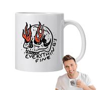 Tasse Tout est OK, Tasse à café Tout va bien, motif tête de mort Tout va bien Tasse à thé | Tasses amusantes de cacao chaud, café en céramique gothique, tasse à boire Halloween pour boissons f