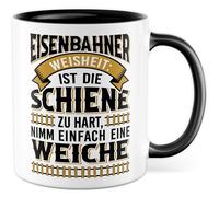 Tasse Train Cadeau Chemin de Fer Sagesse : Est-ce que le rail est trop dur..., Tasse à café Train Schaffner Lok Bahn Hobby, idée cadeau sarcasme ironie blague drôle tasse à café