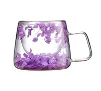 Tasse Transparente à Double Paroi Isotherme - 200 ml, Motif Fleurs Printanières | Tasse à Café Créative pour Thé, Jus de Fruits