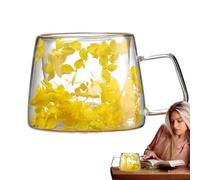 Tasse transparente avec fleurs - 200 ml - Tasse à café printanière | avec isolation à double paroi, COF fee Mu gs avec poignée pour thé, latte, jus