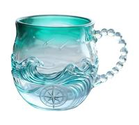 Tasse vague en verre de mer - Verrerie soufflée à la main de 14 oz, tasse de boisson Sea Lover | Verrerie artistique inspirée de l'océan pour jus de lait, étude, salon, enseignants, étudiants, bureau,