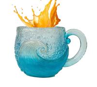 Tasse Verre Motif Vagues Mer, 12OZ Tasse Café Résine Motif Vagues L'océan, Tasses Plage Verre Soufflé Main Avec Anses Isotherme, Tasses Thé Lait Texturée Uniques Thème Plage, Pour Chaudes Et Froides