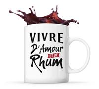 Tasse Vivre d’amour et de rhum | Mug | Idée Tasse Personnalisable Cadeau Anniversaire Fête Original Famille Travail Départ Collègue Retraite Noël.