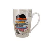 Tasse XL en porcelaine chaton sur pile de livres 490 ml