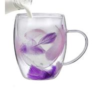 tasseà café à double paroi - tasseen verre plume de 350 ml, tasseen verre transparent résistant à la chaleur, tasseisolée avec poignée pour le contrôle de la température | tasseà café créative po