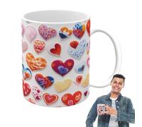 tasseàcafé - tasseàthé 350 ml avec motif cœur, tasseen céramique pour café, thé, lait | tasseà avec poignée, décoration de mariage, anniversaire de la saint-valentin, verres ro
