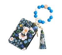 TASSEL KEYRINGS PALLET, trousseau de clés perlés | Porte-clés à pompons perlés pour cartes de crédit, porte vec bracelet, pour voyage, affaires, fête, quotidien, Bleu Foncé, se beskrivning