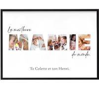 Tassenliebling Cupdarling Cadeau Mamie Personnalisé - Photo Poster (A4 ou A3) avec ou sans Cadre - La Meilleure Mamie Du Monde - Cadeau Fête Des Grands-Mères