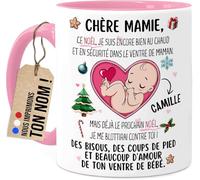 Tassenliebling Cupdarling® Mug Future Mamie Personnalisé - Chère Mamie Ce Noël Je Suis Encore Dans Le Ventre De Maman - Tasse Cadeau Noël - 330 mL Céramique - Rose