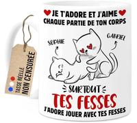 Tassenliebling Cupdarling® Tasse Personnalisable - J'aime Tes Fesses - Cadeau Couple Femme Homme - Tasse Saint Valentin - Cadeau Anniversaire Couple - Humour Homme - Amoureux (Chats)