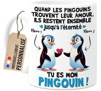 Tassenliebling Paire de tasses personnalisées - Quand les pingouins trouvent leur partenaire - Joli cadeau pour l'anniversaire - Cadeaux d'amour pour petit ami, mari - Saint-Valentin - Céramique