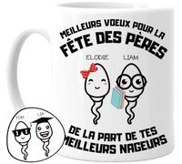 Tassenliebling Tasse personnalisée avec 1 à 4 enfants - Meilleur nageur - Cadeau de fête des pères d'anniversaire - Cadeau amusant pour la fête des pères avec bébé, fille, fils