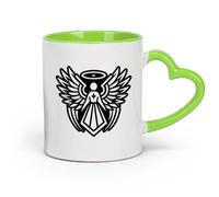 Tasses à anse confortable une icône de style glyphe du symbole de l'ange gardien （11oz/320ml） Pour café, soupe, thé, lait, latte, chocolat chaud, pour femmes et hommes Vert