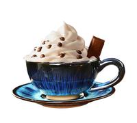 Tasses à avec soucoupes, petite tasse et soucoupe à thé en céramique, tasse artistique complète de couleur céramique avec soucoupe, tasse à café en grès vintage de 150 ml, tasse D