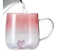 Tasses à café 3D - 400 ml - Tasse à thé isotherme pour cappuccino, bocal transparent avec cœur 3D anti-brûlure dégradé | Tasse élégante pour cuisine, voyage, Noël, bar, latte, maison, thé, jus de