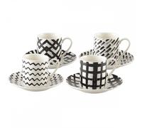 Tasses à café 90ml noir et blanc - lot de 4