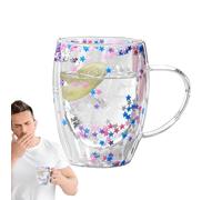 Tasses à café à double paroi, tasses à café doubles de - Chope à bière transparente et esthétique de 350 ml avec | Tasse légère de grande capacité pour boissons chaudes et froides, Vaisselle pour