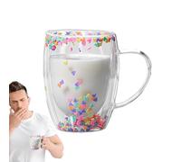 Tasses à café à double paroi,tasses à café en verre à double isolation, Chope à bière esthétique transparente de 350 ml avec poignée, Verres de grande capacité, tasse à légère en verre résistant