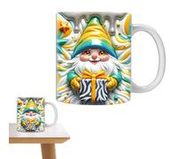 Tasses à café à thème gnomes, tasse de Noël | Gnomes colorés avec boîtes Tasse en céramique 3D - Tasse de jardin de grande capacité de 350 ml pour maman, meilleure amie, collègue