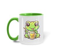 Tasses À Café Adorable Grenouille Kawaii Savourant Un Bubble Tea. Grenouille avec du Thé. Tasses en Porcelaine Personnalisée Tasse À Thé Rétro Mugs pour Familiale Travail Collègue 330ML
