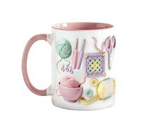 Tasses à café amusantes en céramique au crochet, 330 ml, pour la maison, le bureau, le restaurant, le thé, le lait, l'eau, le jus, les boissons pour adultes, pour les amateurs de laine, fête