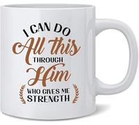Tasses à café amusantes, je peux faire tout cela grâce à celui qui me donne de la force, tasse à café en céramique, tasse à thé en céramique de 11 oz, anniversaire unique