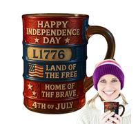 Tasses à café avec drapeau patriotique des États-Unis | Tasse à café Fourth of July USA Jour de l'Indépendance | Récipients réutilisables en résine Gobelet décoratif pour l'hydratation quotidienne