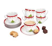 MamboCat Weihnachtstraum Tasses à café avec soucoupes pour 6 personnes I Service en porcelaine avec décoration de Noël pour Noël, Saint-Nicolas et la période de l'Avent