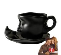 Tasses à café baiser - Tasses à thé en porcelaine, ensemble de tasses créatives pour le visage | Tasse à penseur de 100 ml avec plateau pour décoration de cuisine, service de café, atmosphère