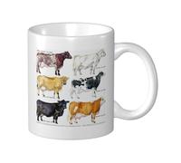 Tasses À Café Bétail Aquarelle Angus Race Laitière Vache Laitière Main Ferme Bœuf Noir Mug Céramique Drôle Avec Poignée Tasse À Café Rétro, Pour Femme, Collègue De Travail, Fête Des Mères, 330ml