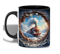 Tasses À Café Briser l'illusion 3D du train à vapeur Mug Lait | tasse en porcelaine Humorous Tasse pour Café Collègues Espresso