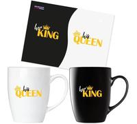 Tasses à Café - BRUBAKER - Her King & His Queen - 300 ml - Céramique - Noir et Blanc