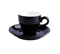 Tasses à Café Céramique Couleur épais en céramique tasses espresso soucoupe café maison Caffe Latte mugs à Expresso fort Plateau gros(Black)