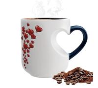 Tasses à café changeant de chaleur 325 ml en forme de cœur | Tasses à café amusantes en céramique avec poignée pour couples, maison, cuisine, voyage, travail, pause, matin, soirée