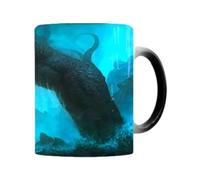 Tasses à café changeantes de chaleur, tasse en céramique Le rappel de Cthulhu 350 ml, tasse changeante de couleur mythologie, nouveauté tasse sensible à la chaleur pour Noël, Halloween, cadeau