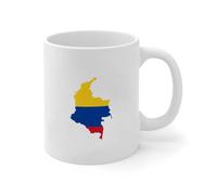 Tasses à café Colombie - Cadeau blanc - Drapeau pour voyageur - Tasse à café en céramique amusante - Pour haltérophilie - Blanc brillant - Cadeau pour la famille et la tante - 325 ml