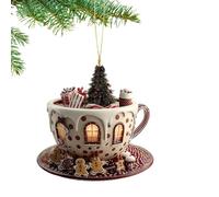 Tasses à café Décoration d'arbre de Noël | Décoration d'arbre de Noël - Pendentif en acrylique 2D pour sac à dos, mallette, bibliothèque, lieu de travail